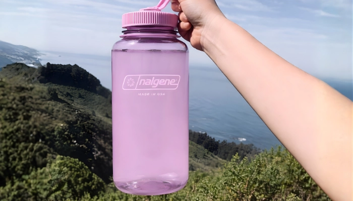 Nalgene plastic water bottle for travelling