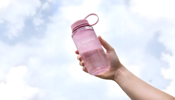 Nalgene plastic water bottle for travelling