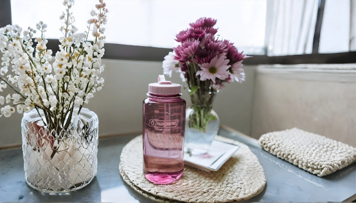 Nalgene plastic water bottle for travelling